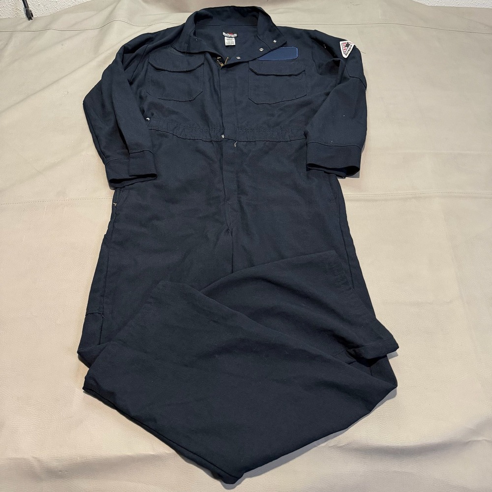Bulwark FR Flame Fire Resistant Coverall Navy Nomex IIIA Kevlar Weld-38 Reg-7321